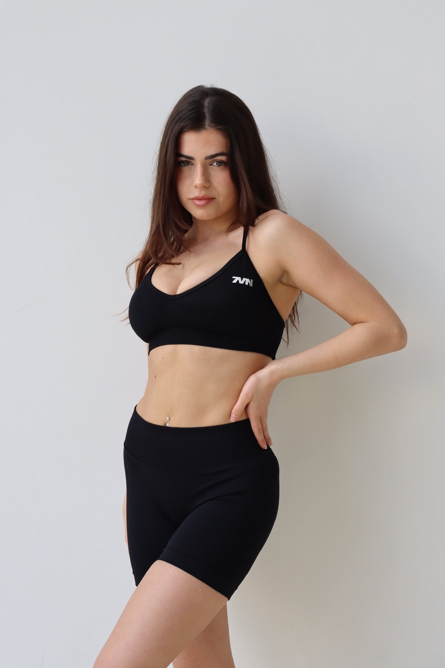Two-Toned Signature Sports Bra - Raven